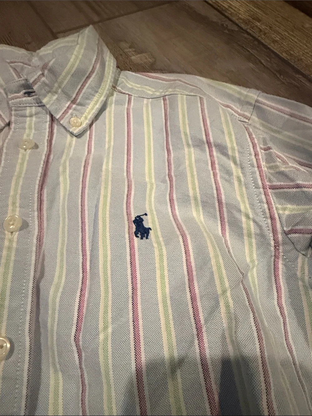 Boys Ralph Lauren Polo Pastel Stripe Button-Down Shirt - Classic Casual Size 8